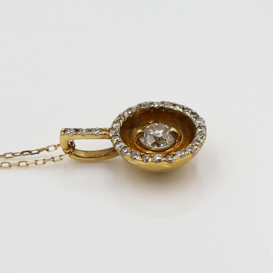 K18ダイヤペンダントネックレス　D0.20ct　D0.13ct　ネック長さ約39cm　重量2.12ｇ(石の重量含む) (中古)