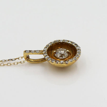 K18ダイヤペンダントネックレス　D0.20ct　D0.13ct　ネック長さ約39cm　重量2.12ｇ(石の重量含む) (中古)