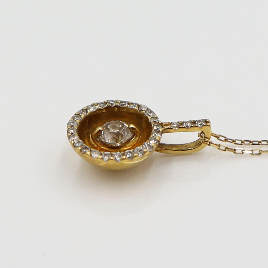 K18ダイヤペンダントネックレス　D0.20ct　D0.13ct　ネック長さ約39cm　重量2.12ｇ(石の重量含む) (中古)