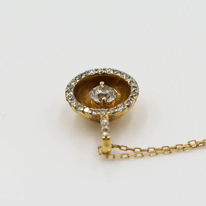 K18ダイヤペンダントネックレス　D0.20ct　D0.13ct　ネック長さ約39cm　重量2.12ｇ(石の重量含む) (中古)