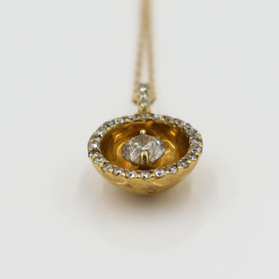 K18ダイヤペンダントネックレス　D0.20ct　D0.13ct　ネック長さ約39cm　重量2.12ｇ(石の重量含む) (中古)