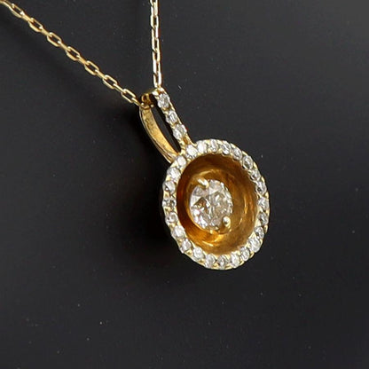 K18ダイヤペンダントネックレス　D0.20ct　D0.13ct　ネック長さ約39cm　重量2.12ｇ(石の重量含む) (中古)