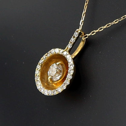 K18ダイヤペンダントネックレス　D0.20ct　D0.13ct　ネック長さ約39cm　重量2.12ｇ(石の重量含む) (中古)