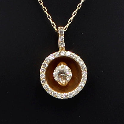 K18ダイヤペンダントネックレス　D0.20ct　D0.13ct　ネック長さ約39cm　重量2.12ｇ(石の重量含む) (中古)