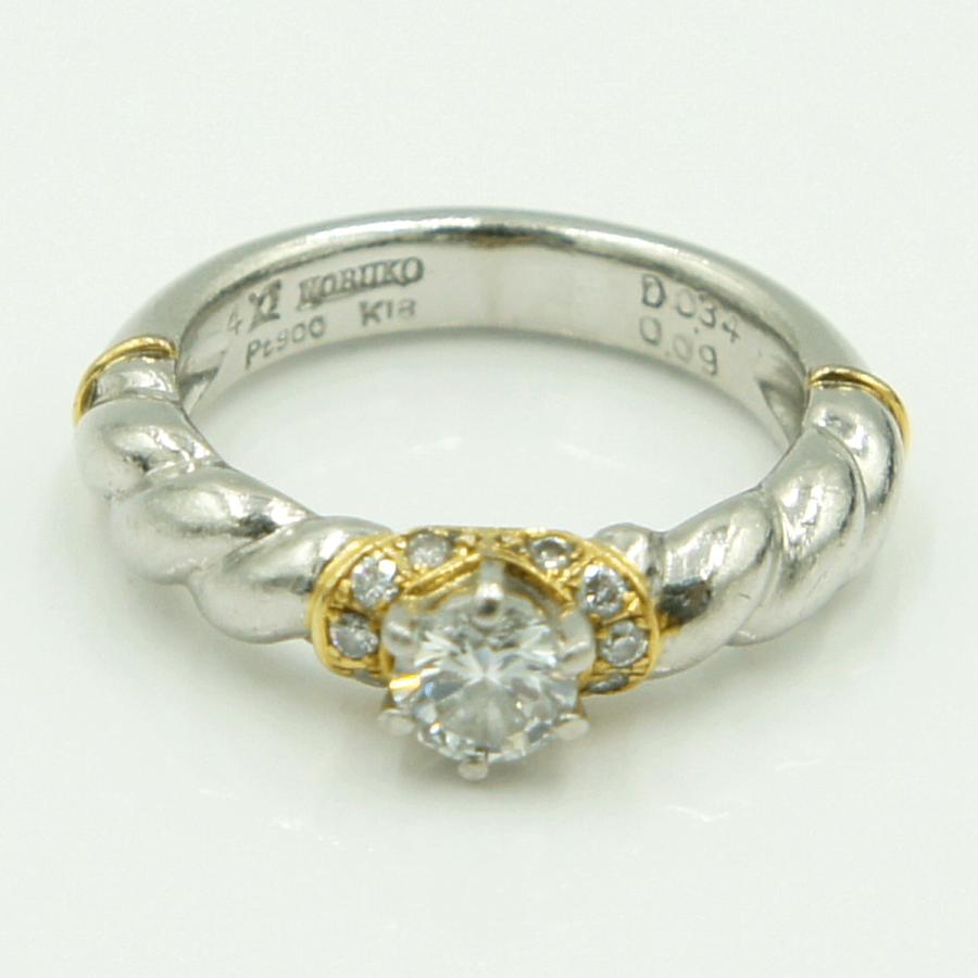 石川暢子(イシカワ ノブコ)Pt900/K18ダイヤモンドリング　D0.34ct　リングサイズ10号　重量6.96ｇ(石の重量含む)　レディース（中古）