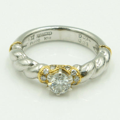 石川暢子(イシカワ ノブコ)Pt900/K18ダイヤモンドリング　D0.34ct　リングサイズ10号　重量6.96ｇ(石の重量含む)　レディース（中古）