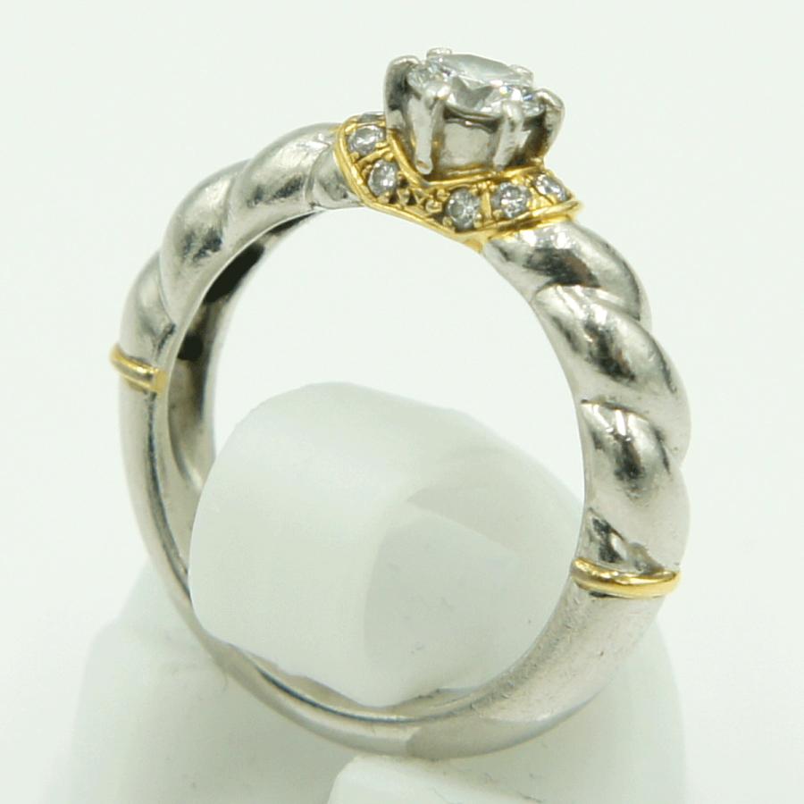 石川暢子(イシカワ ノブコ)Pt900/K18ダイヤモンドリング　D0.34ct　リングサイズ10号　重量6.96ｇ(石の重量含む)　レディース（中古）