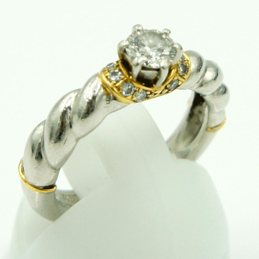 石川暢子(イシカワ ノブコ)Pt900/K18ダイヤモンドリング　D0.34ct　リングサイズ10号　重量6.96ｇ(石の重量含む)　レディース（中古）