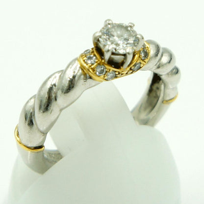 石川暢子(イシカワ ノブコ)Pt900/K18ダイヤモンドリング　D0.34ct　リングサイズ10号　重量6.96ｇ(石の重量含む)　レディース（中古）