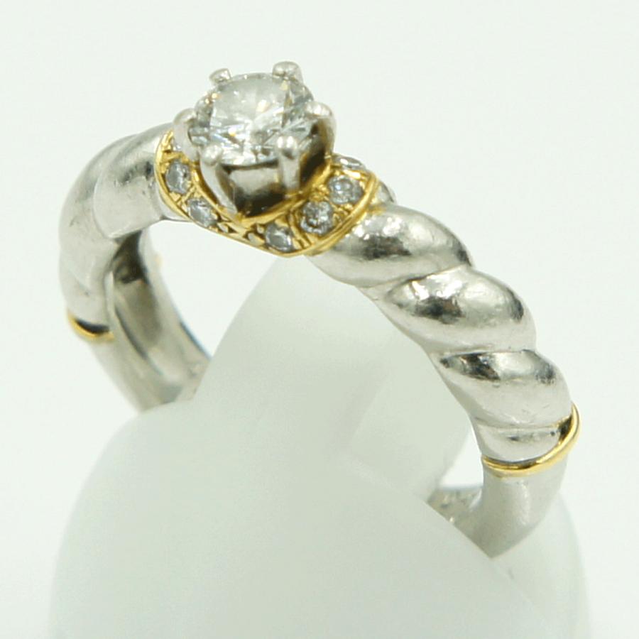 石川暢子(イシカワ ノブコ)Pt900/K18ダイヤモンドリング　D0.34ct　リングサイズ10号　重量6.96ｇ(石の重量含む)　レディース（中古）
