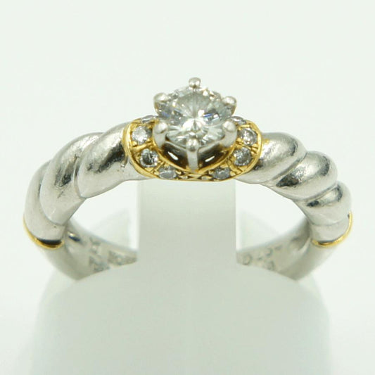 石川暢子(イシカワ ノブコ)Pt900/K18ダイヤモンドリング　D0.34ct　リングサイズ10号　重量6.96ｇ(石の重量含む)　レディース（中古）