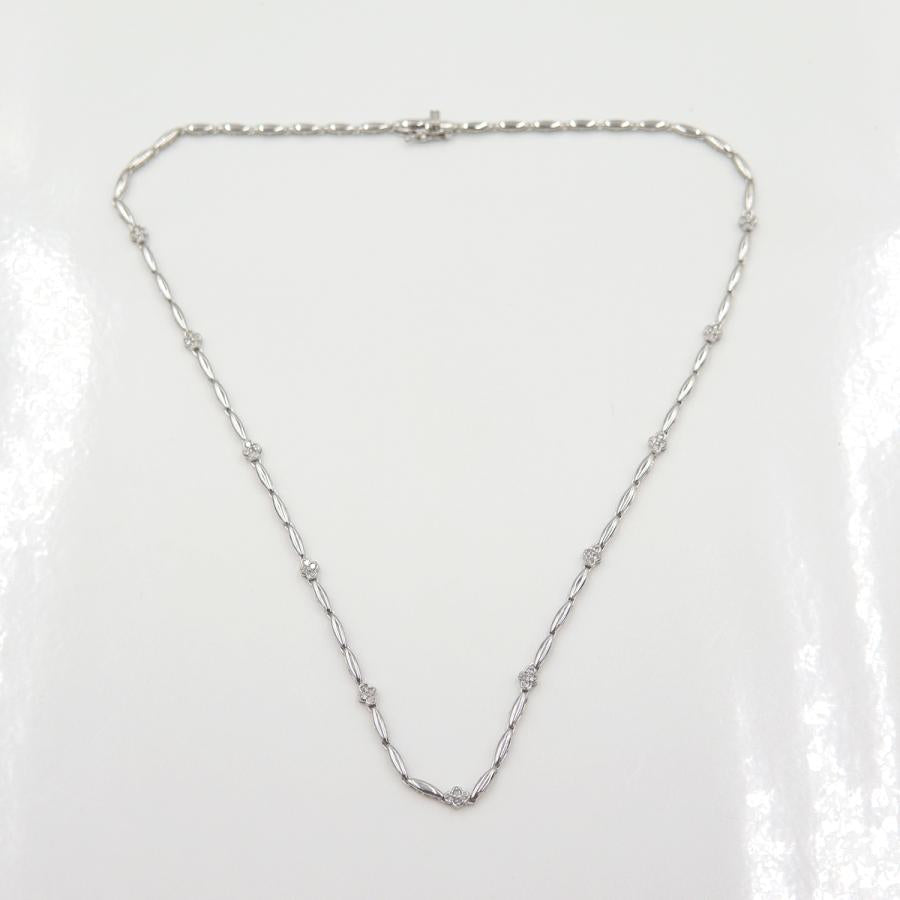 K18WGダイヤモンドネックレス　D0.37ct　ネックレス長さ:40cm　重量8.89ｇ(石の重量を含む) (中古)