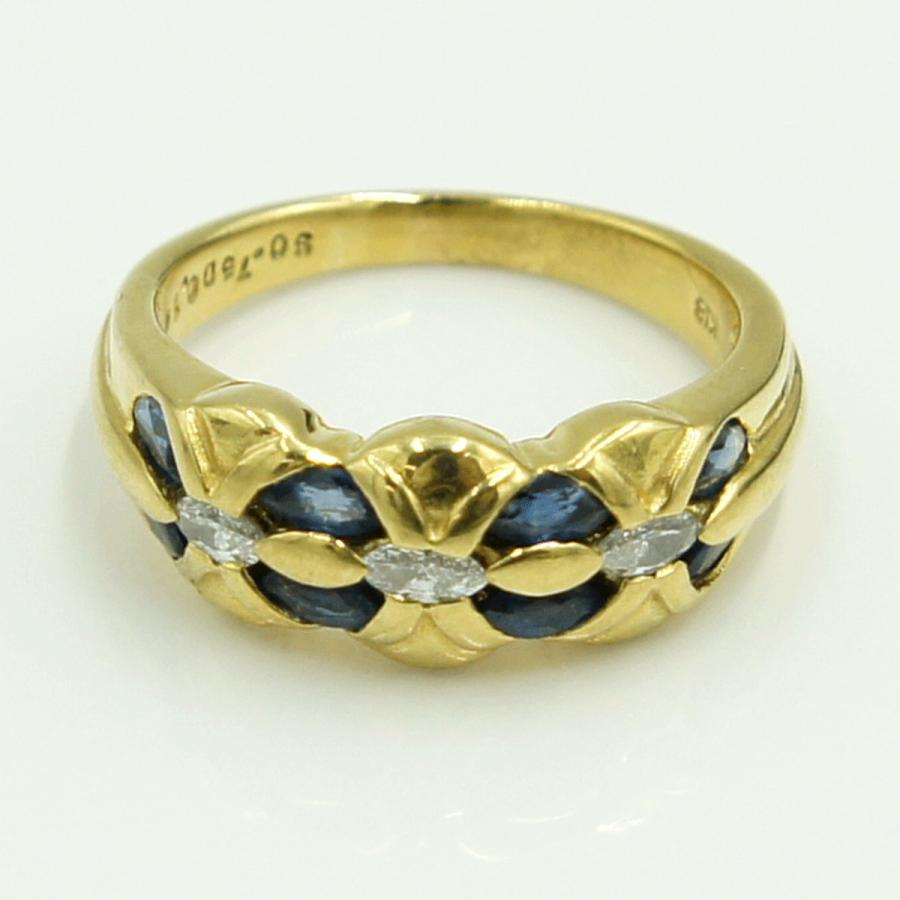 K18サファイアダイヤモンドリング　S0.75ct　D0.10ct　リングサイズ12号　重量5.11ｇ(石の重量含む)　レディース（中古）