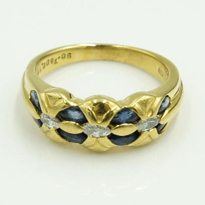 K18サファイアダイヤモンドリング　S0.75ct　D0.10ct　リングサイズ12号　重量5.11ｇ(石の重量含む)　レディース（中古）