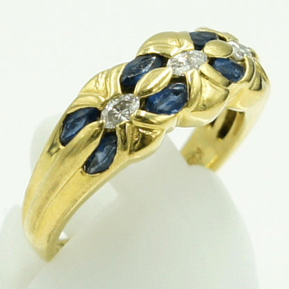 K18サファイアダイヤモンドリング　S0.75ct　D0.10ct　リングサイズ12号　重量5.11ｇ(石の重量含む)　レディース（中古）