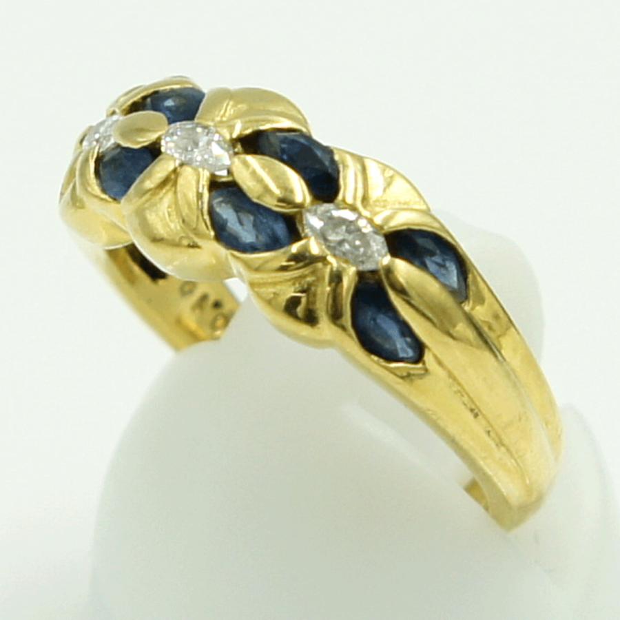 K18サファイアダイヤモンドリング　S0.75ct　D0.10ct　リングサイズ12号　重量5.11ｇ(石の重量含む)　レディース（中古）