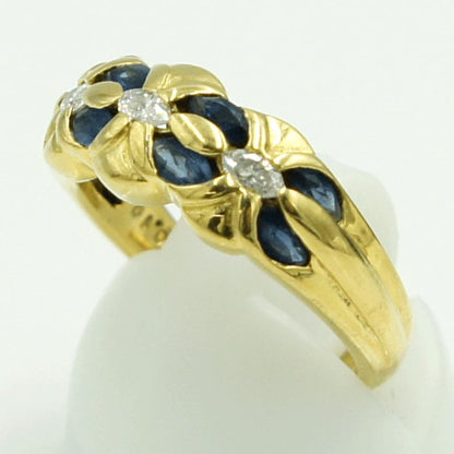 K18サファイアダイヤモンドリング　S0.75ct　D0.10ct　リングサイズ12号　重量5.11ｇ(石の重量含む)　レディース（中古）