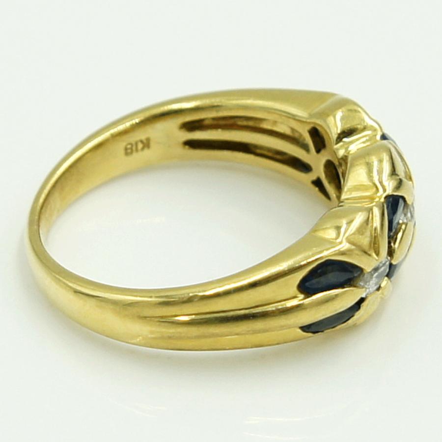 K18サファイアダイヤモンドリング　S0.75ct　D0.10ct　リングサイズ12号　重量5.11ｇ(石の重量含む)　レディース（中古）