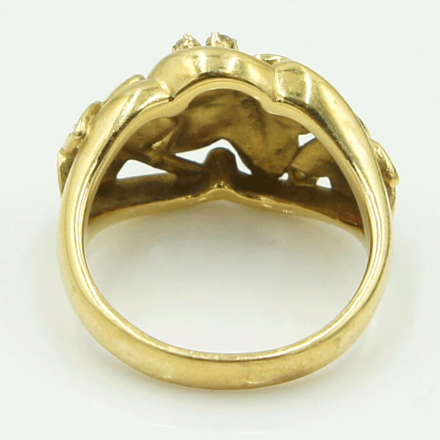 K18ダイヤモンドリング　星の砂　「リーフ」　D0.14ct　リングサイズ15号　重量8.98ｇ(石の重量含む) （中古）