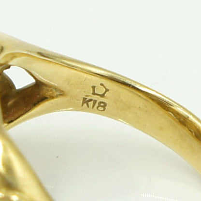 K18ダイヤモンドリング　星の砂　「リーフ」　D0.14ct　リングサイズ15号　重量8.98ｇ(石の重量含む) （中古）