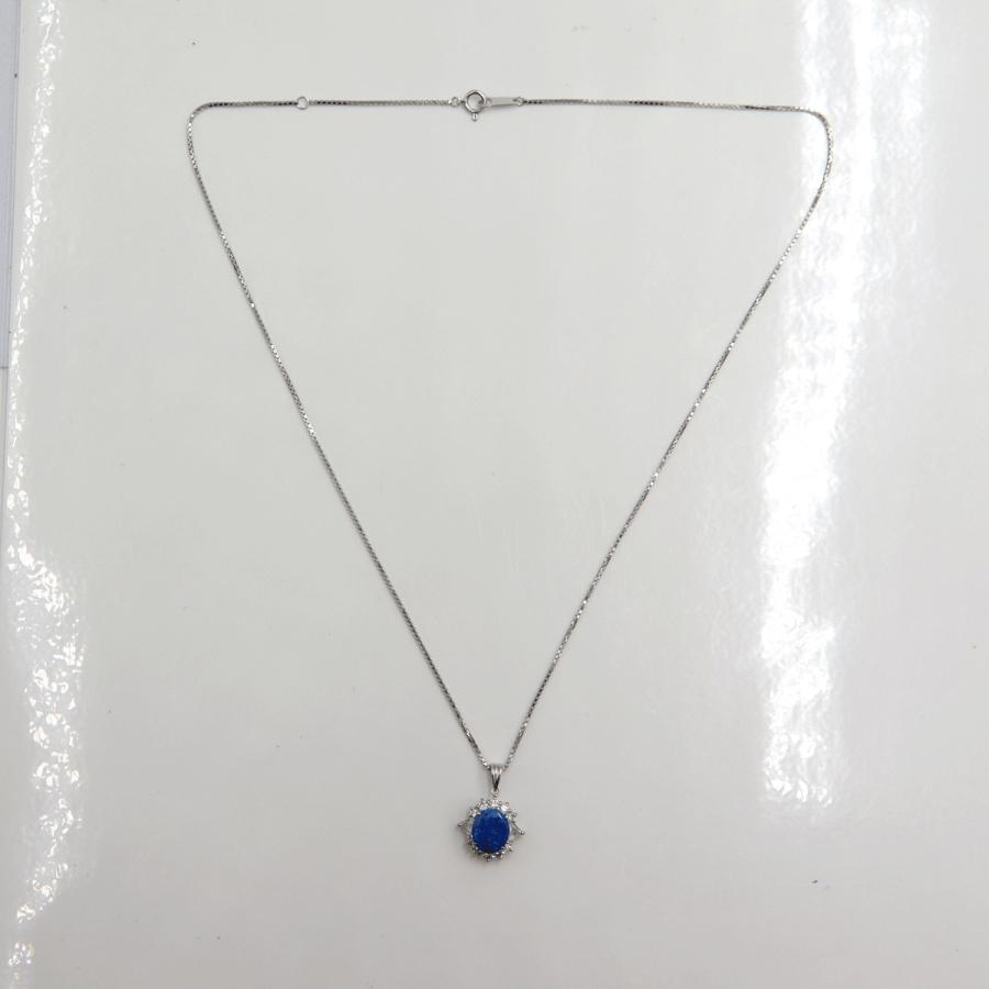 Pt900/K18WGオパールネックレス　OP1.08ct　D0.53ct　ネックレス長さ44cm　重量6.43ｇ(石の重量含む) レディース(中古)