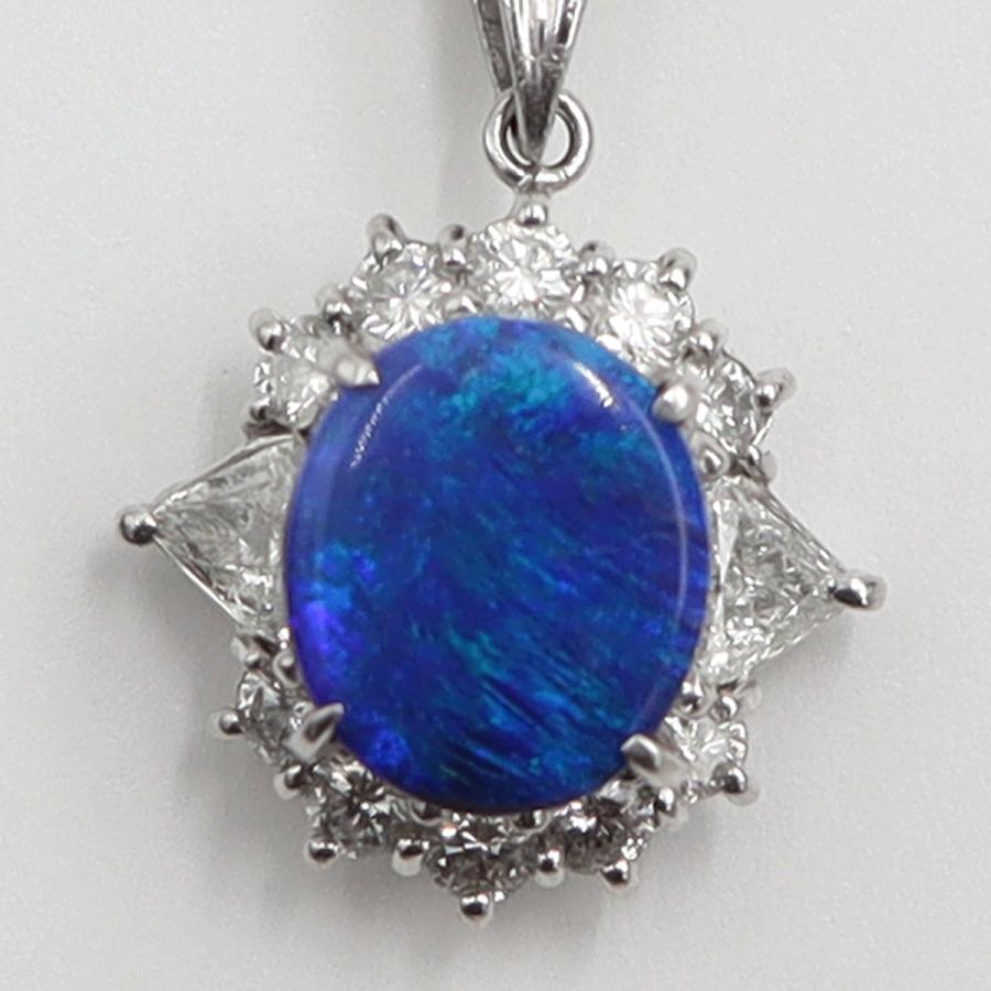 Pt900/K18WGオパールネックレス　OP1.08ct　D0.53ct　ネックレス長さ44cm　重量6.43ｇ(石の重量含む) レディース(中古)