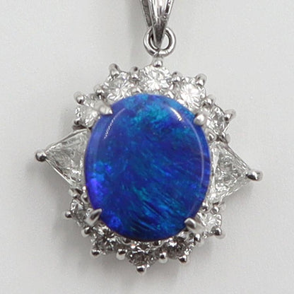 Pt900/K18WGオパールネックレス　OP1.08ct　D0.53ct　ネックレス長さ44cm　重量6.43ｇ(石の重量含む) レディース(中古)