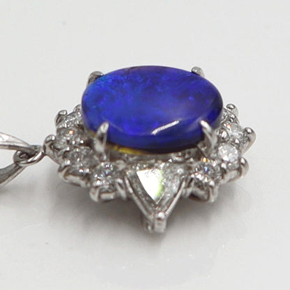 Pt900/K18WGオパールネックレス　OP1.08ct　D0.53ct　ネックレス長さ44cm　重量6.43ｇ(石の重量含む) レディース(中古)