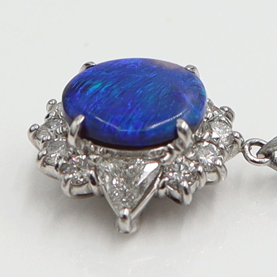 Pt900/K18WGオパールネックレス　OP1.08ct　D0.53ct　ネックレス長さ44cm　重量6.43ｇ(石の重量含む) レディース(中古)