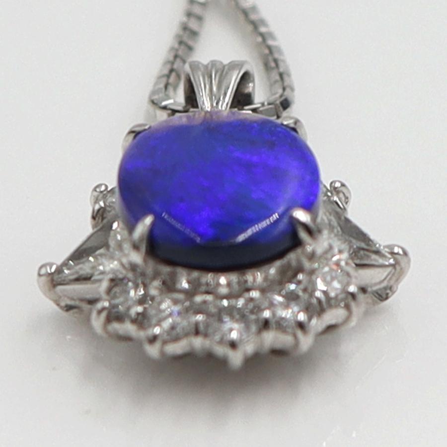 Pt900/K18WGオパールネックレス　OP1.08ct　D0.53ct　ネックレス長さ44cm　重量6.43ｇ(石の重量含む) レディース(中古)