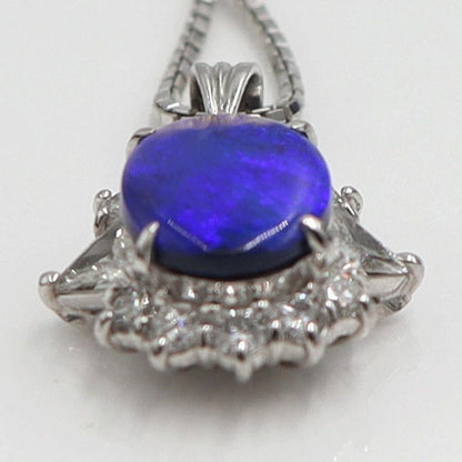 Pt900/K18WGオパールネックレス　OP1.08ct　D0.53ct　ネックレス長さ44cm　重量6.43ｇ(石の重量含む) レディース(中古)