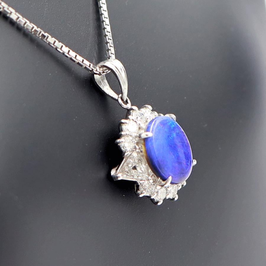 Pt900/K18WGオパールネックレス　OP1.08ct　D0.53ct　ネックレス長さ44cm　重量6.43ｇ(石の重量含む) レディース(中古)