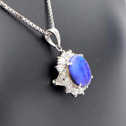 Pt900/K18WGオパールネックレス　OP1.08ct　D0.53ct　ネックレス長さ44cm　重量6.43ｇ(石の重量含む) レディース(中古)