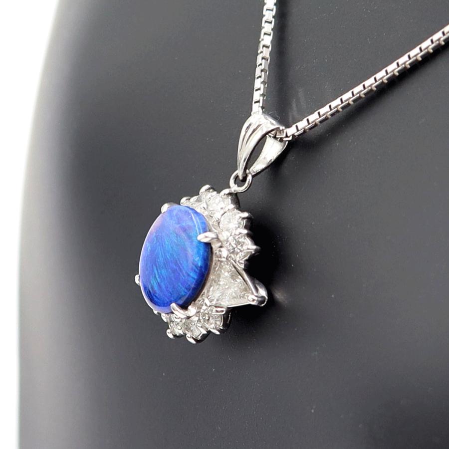 Pt900/K18WGオパールネックレス　OP1.08ct　D0.53ct　ネックレス長さ44cm　重量6.43ｇ(石の重量含む) レディース(中古)