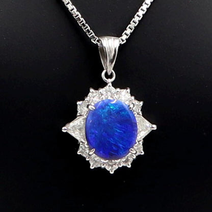 Pt900/K18WGオパールネックレス　OP1.08ct　D0.53ct　ネックレス長さ44cm　重量6.43ｇ(石の重量含む) レディース(中古)