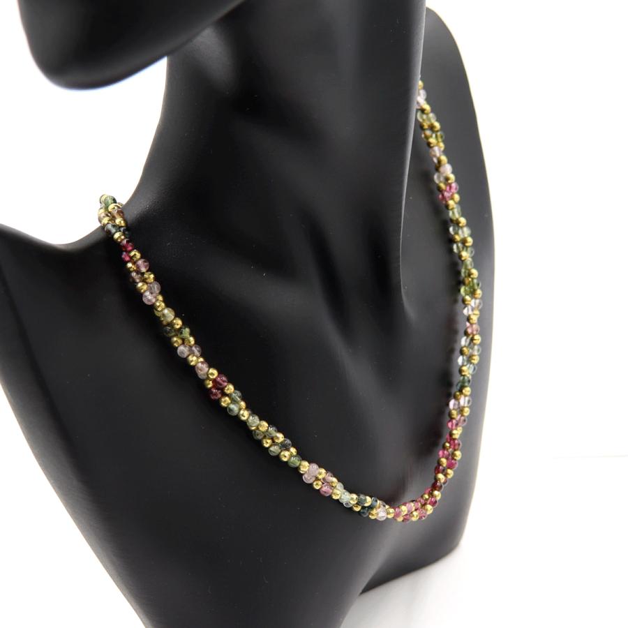 K18トルマリンネックレス　ネック長さ：最大約50cm(スライドボールで調整可能)　重量14.97ｇ(石の重量を含む)　レディース(中古)