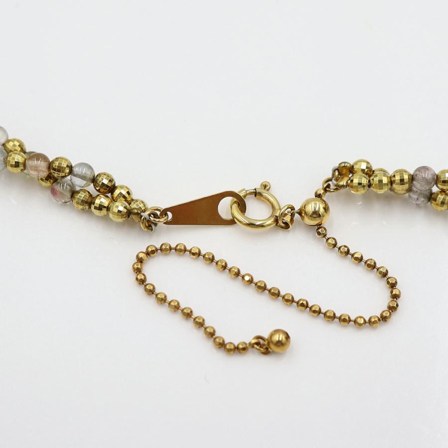 K18トルマリンネックレス　ネック長さ：最大約50cm(スライドボールで調整可能)　重量14.97ｇ(石の重量を含む)　レディース(中古)