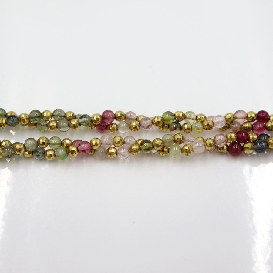 K18トルマリンネックレス　ネック長さ：最大約50cm(スライドボールで調整可能)　重量14.97ｇ(石の重量を含む)　レディース(中古)