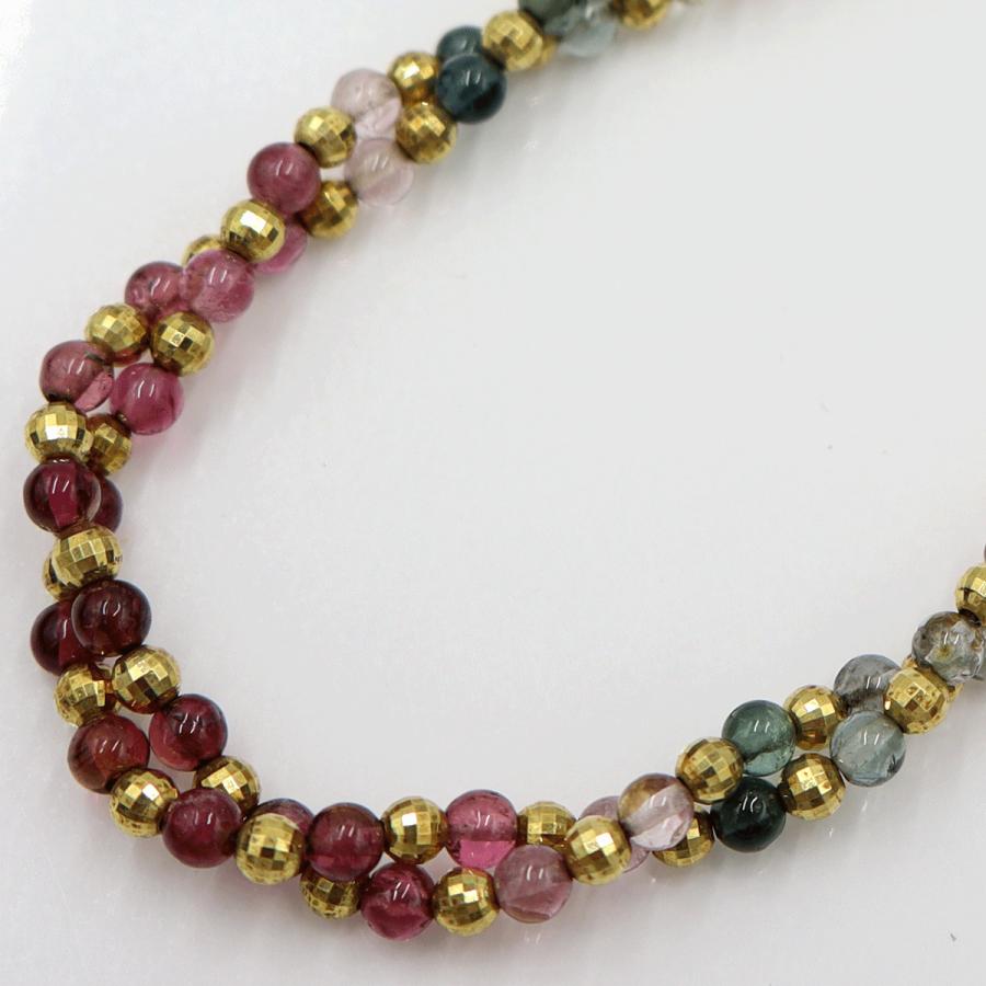 K18トルマリンネックレス　ネック長さ：最大約50cm(スライドボールで調整可能)　重量14.97ｇ(石の重量を含む)　レディース(中古)