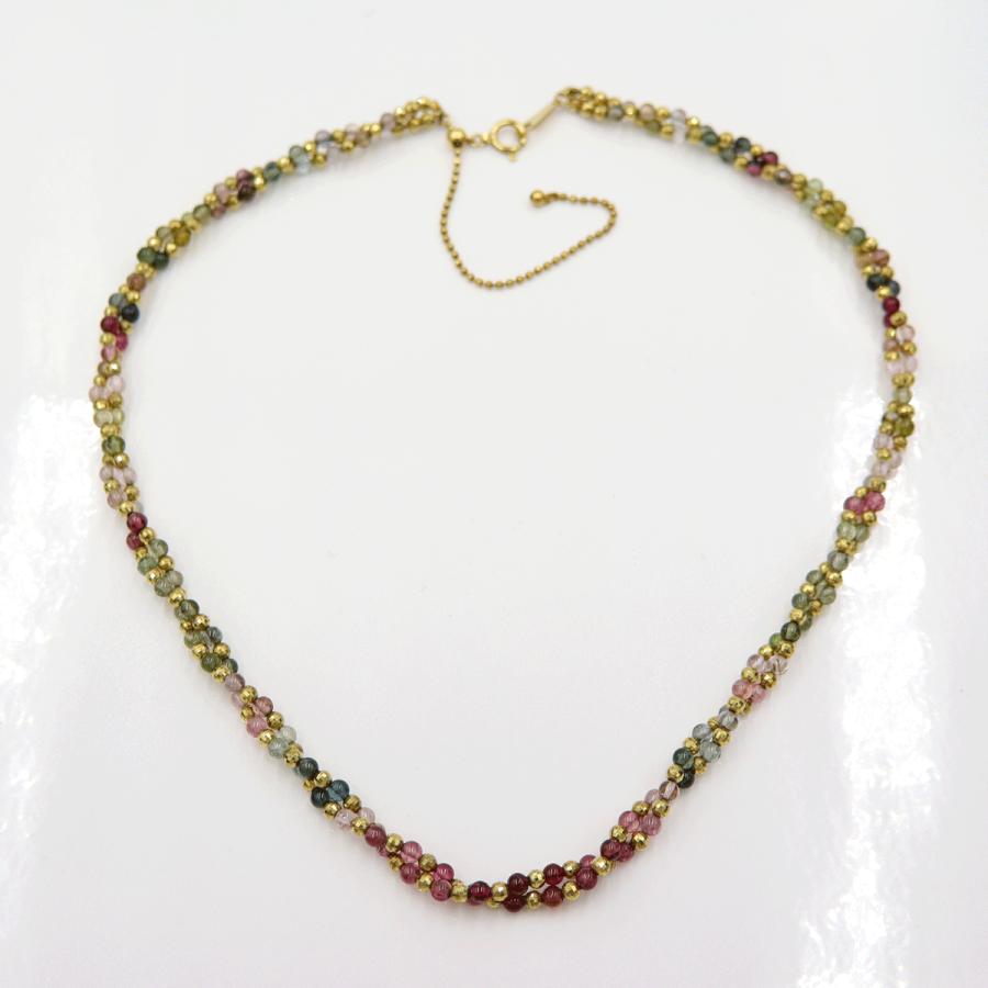 K18トルマリンネックレス　ネック長さ：最大約50cm(スライドボールで調整可能)　重量14.97ｇ(石の重量を含む)　レディース(中古)