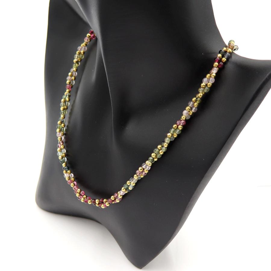 K18トルマリンネックレス　ネック長さ：最大約50cm(スライドボールで調整可能)　重量14.97ｇ(石の重量を含む)　レディース(中古)