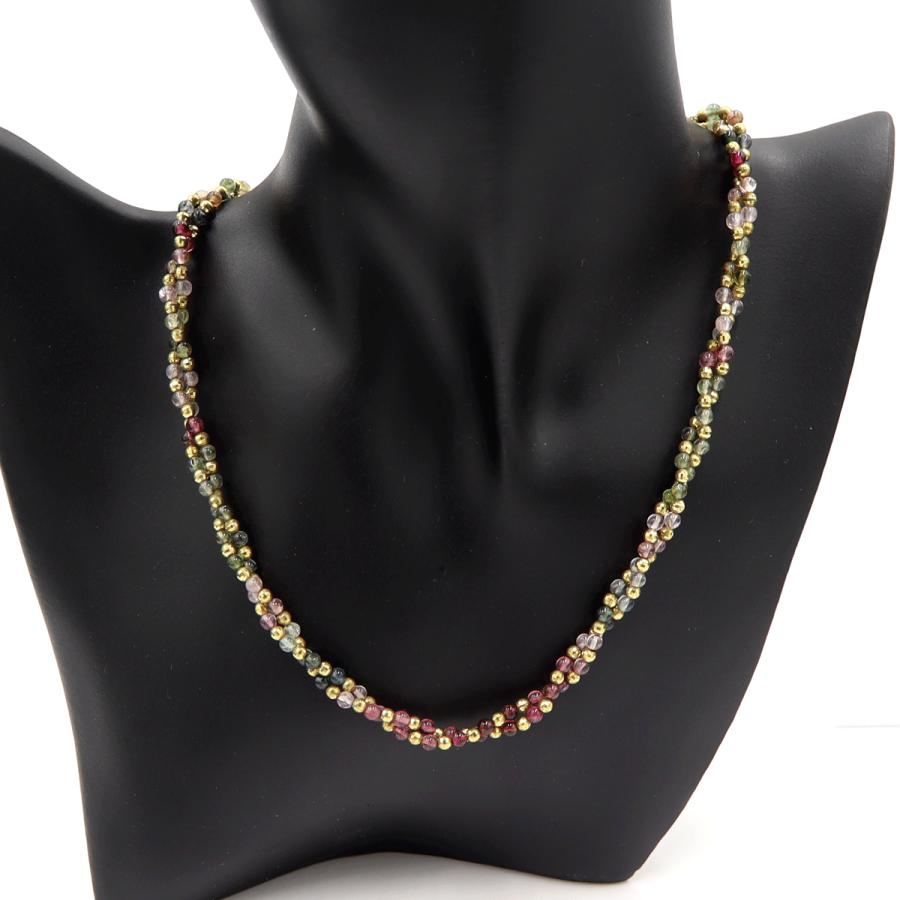 K18トルマリンネックレス　ネック長さ：最大約50cm(スライドボールで調整可能)　重量14.97ｇ(石の重量を含む)　レディース(中古)