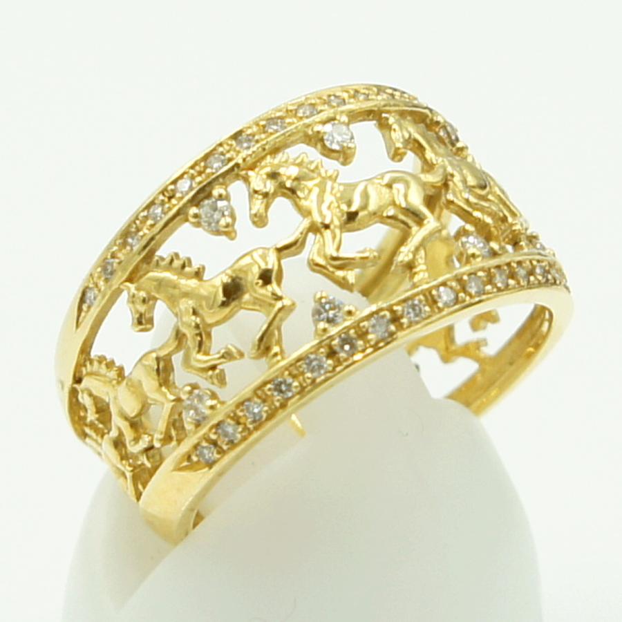 K18ダイヤモンドリング　「ホース」　D0.20ct　リングサイズ13号　重量5.42ｇ（中古