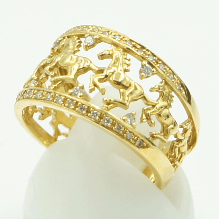 K18ダイヤモンドリング　「ホース」　D0.20ct　リングサイズ13号　重量5.42ｇ（中古