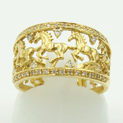 K18ダイヤモンドリング　「ホース」　D0.20ct　リングサイズ13号　重量5.42ｇ（中古