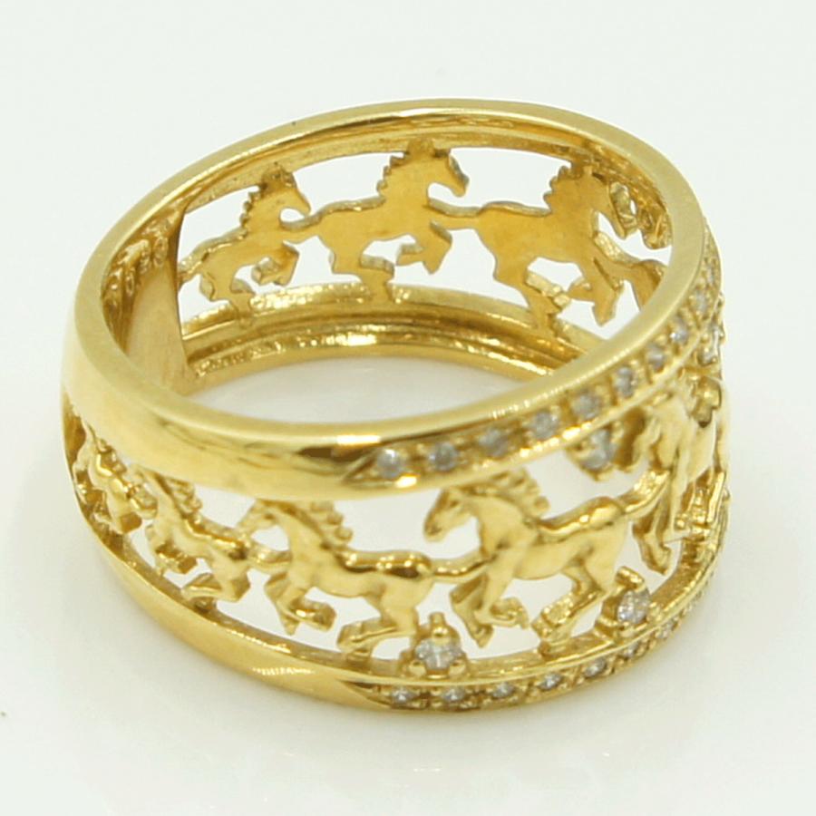 K18ダイヤモンドリング　「ホース」　D0.20ct　リングサイズ13号　重量5.42ｇ（中古