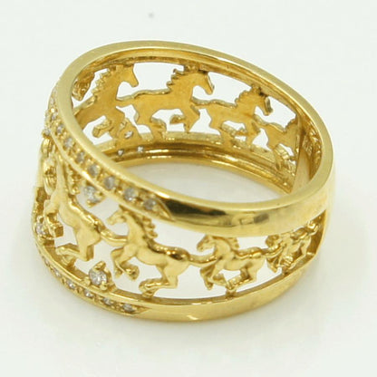 K18ダイヤモンドリング　「ホース」　D0.20ct　リングサイズ13号　重量5.42ｇ（中古