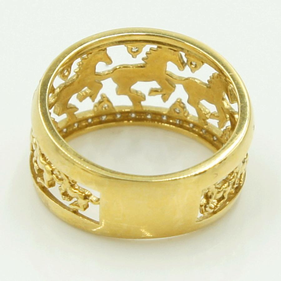 K18ダイヤモンドリング　「ホース」　D0.20ct　リングサイズ13号　重量5.42ｇ（中古