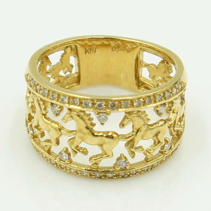 K18ダイヤモンドリング　「ホース」　D0.20ct　リングサイズ13号　重量5.42ｇ（中古