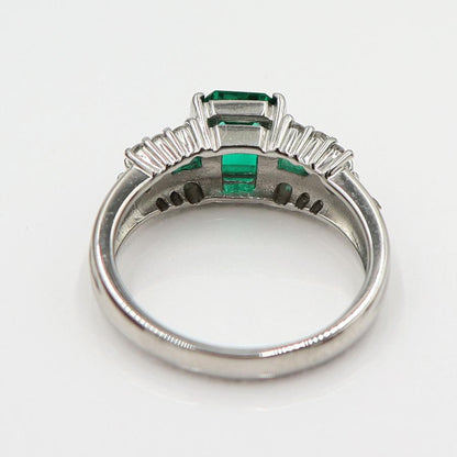 Pt900エメラルドリング　E0.91ct　クレサンベール　サイズ12号　重量7.48ｇ(石の重量含む)　レディース(中古)